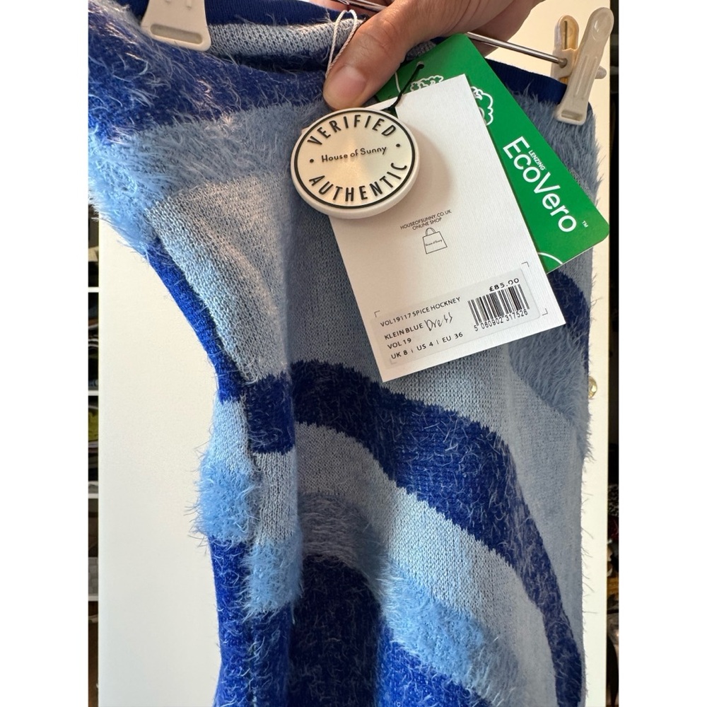 House of Sunny Spice Hockney Strapless Tube Mini Dress in Klein Blue, Small, NWT - Picture 8 of 9